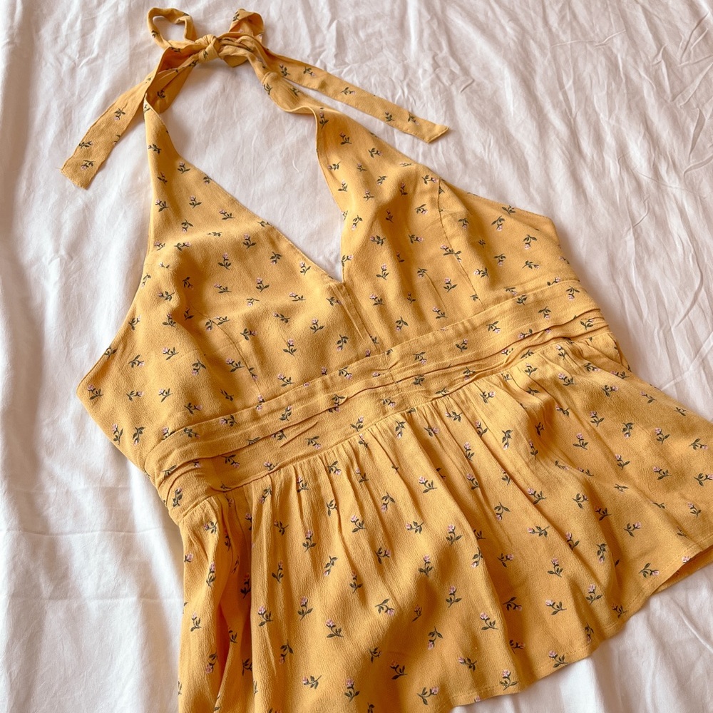 Yellow open back blouse